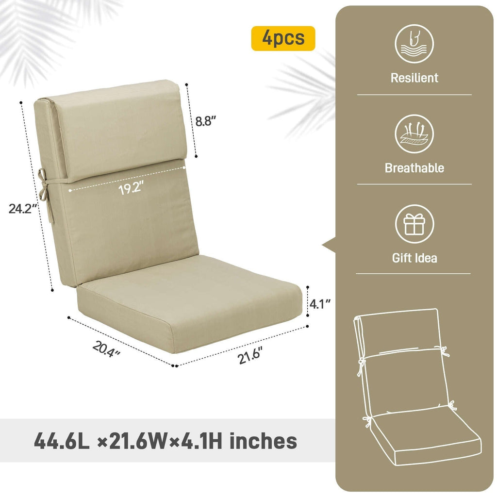 Set di 4 cuscini per sedia con schienale alto Aoodor Patio, 46x21x4 pollici (solo cuscini)