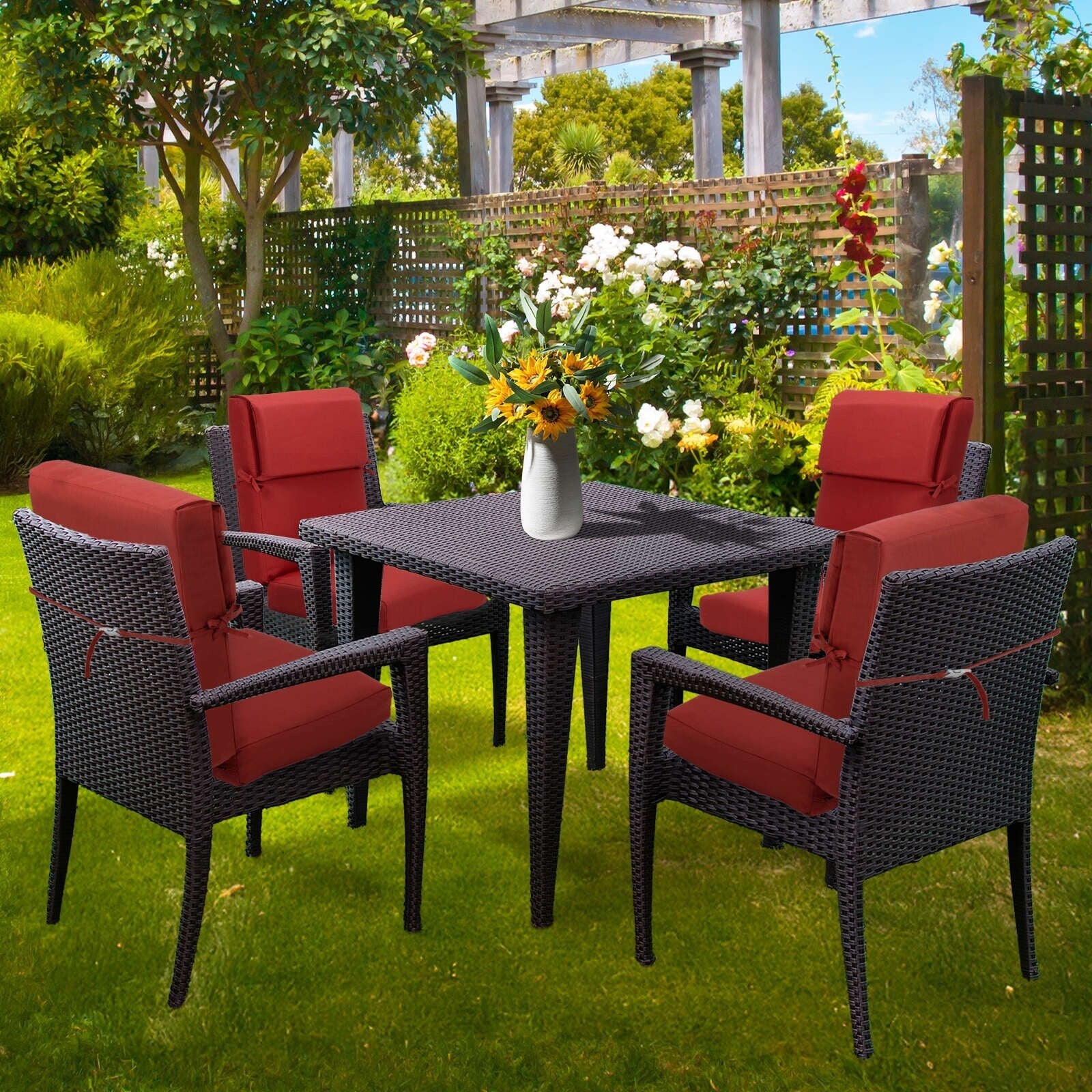 Set di 4 cuscini per sedia con schienale alto Aoodor Patio, 46x21x4 pollici (solo cuscini)