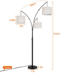Lampada da terra ad arco LED dimmerabile moderna nera a 3 luci