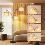 Lampada da terra ad arco LED dimmerabile moderna nera a 3 luci