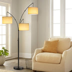 Lampada da terra ad arco LED dimmerabile moderna nera a 3 luci