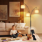 Lampada da terra ad arco LED dimmerabile moderna nera a 3 luci