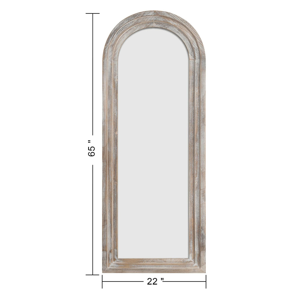 Specchio da terra a figura intera in legno anticato ad arco rustico Dovelina