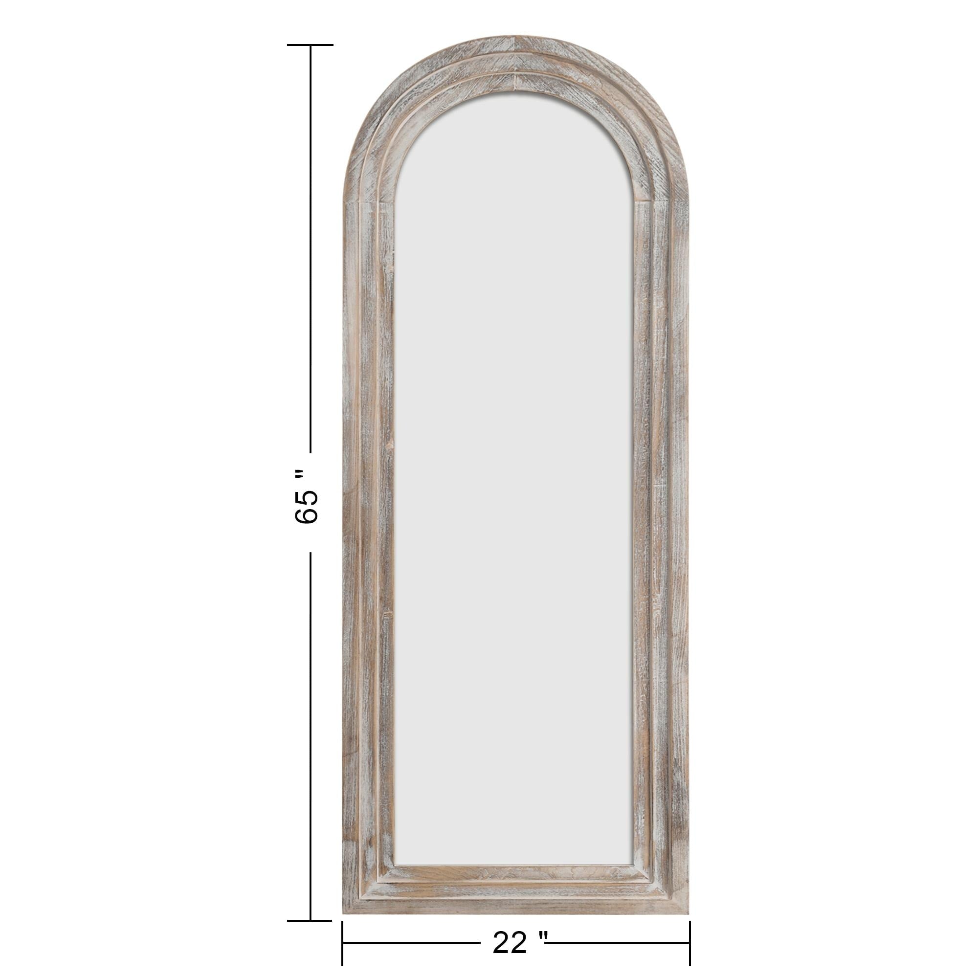 Specchio da terra a figura intera in legno anticato ad arco rustico Dovelina
