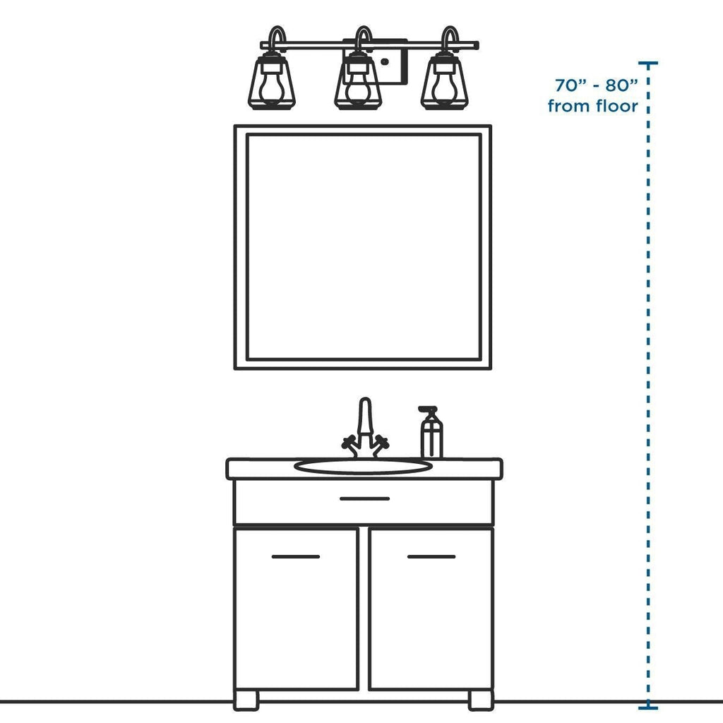 Lampada da bagno in stile costiero con tre luci, in cromo lucido e vetro prismatico trasparente doppio, collezione Archie - 8,75 x 26,25 x 7,25