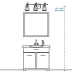Lampada da bagno in stile costiero con tre luci, in cromo lucido e vetro prismatico trasparente doppio, collezione Archie - 8,75 x 26,25 x 7,25