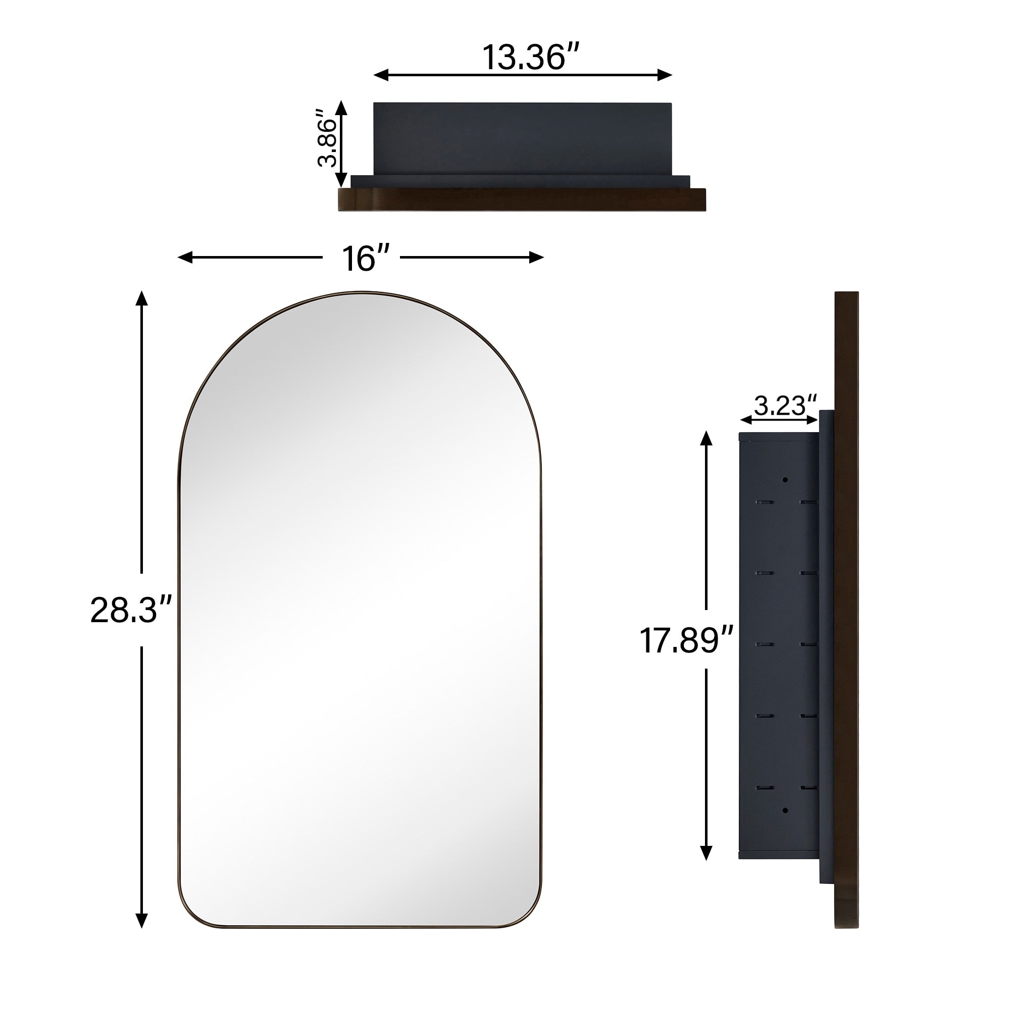 Mobiletto porta medicinali con cornice incassata TEHOME Aristes, specchio e ripiani regolabili