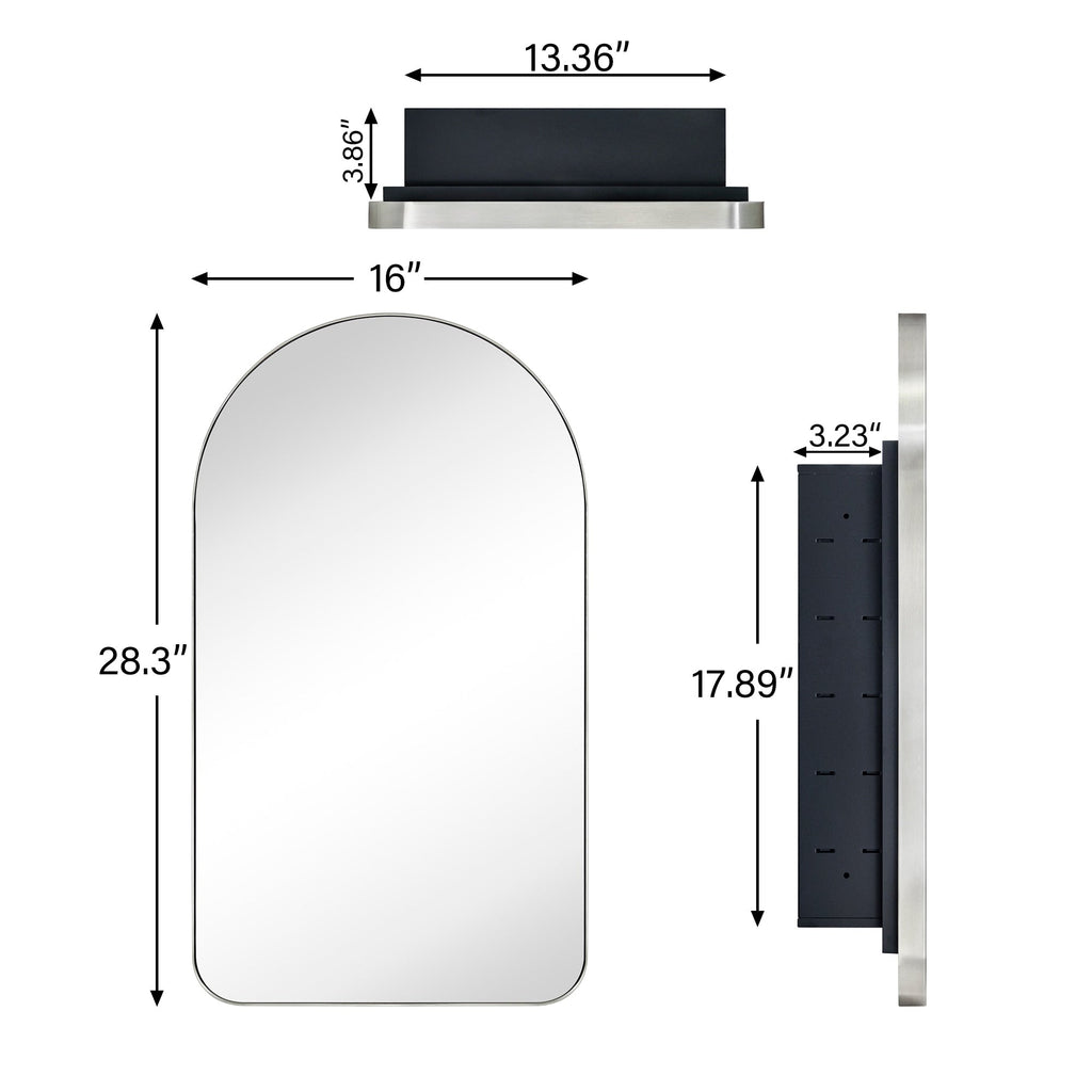 Mobiletto porta medicinali con cornice incassata TEHOME Aristes, specchio e ripiani regolabili