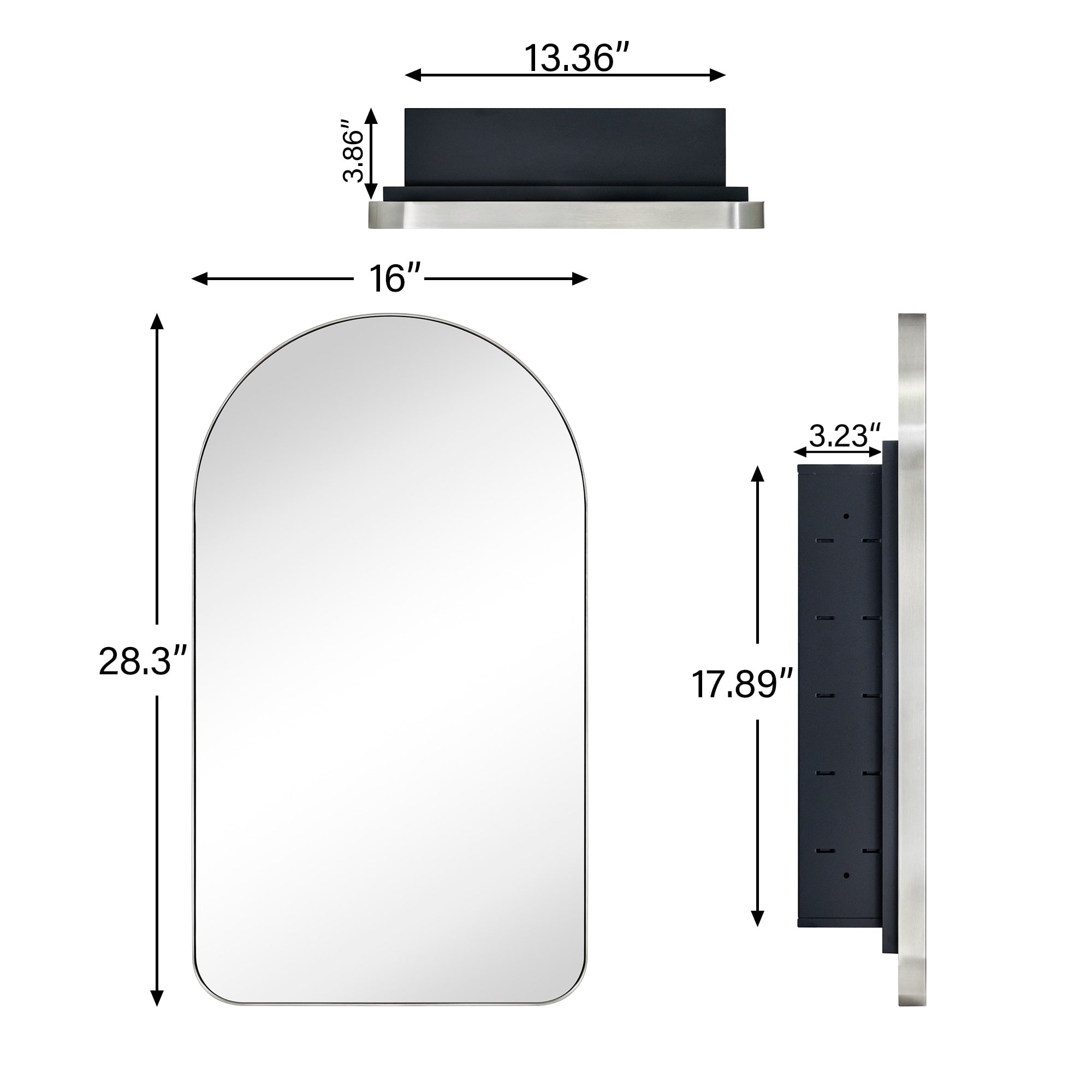 Mobiletto porta medicinali con cornice incassata TEHOME Aristes, specchio e ripiani regolabili