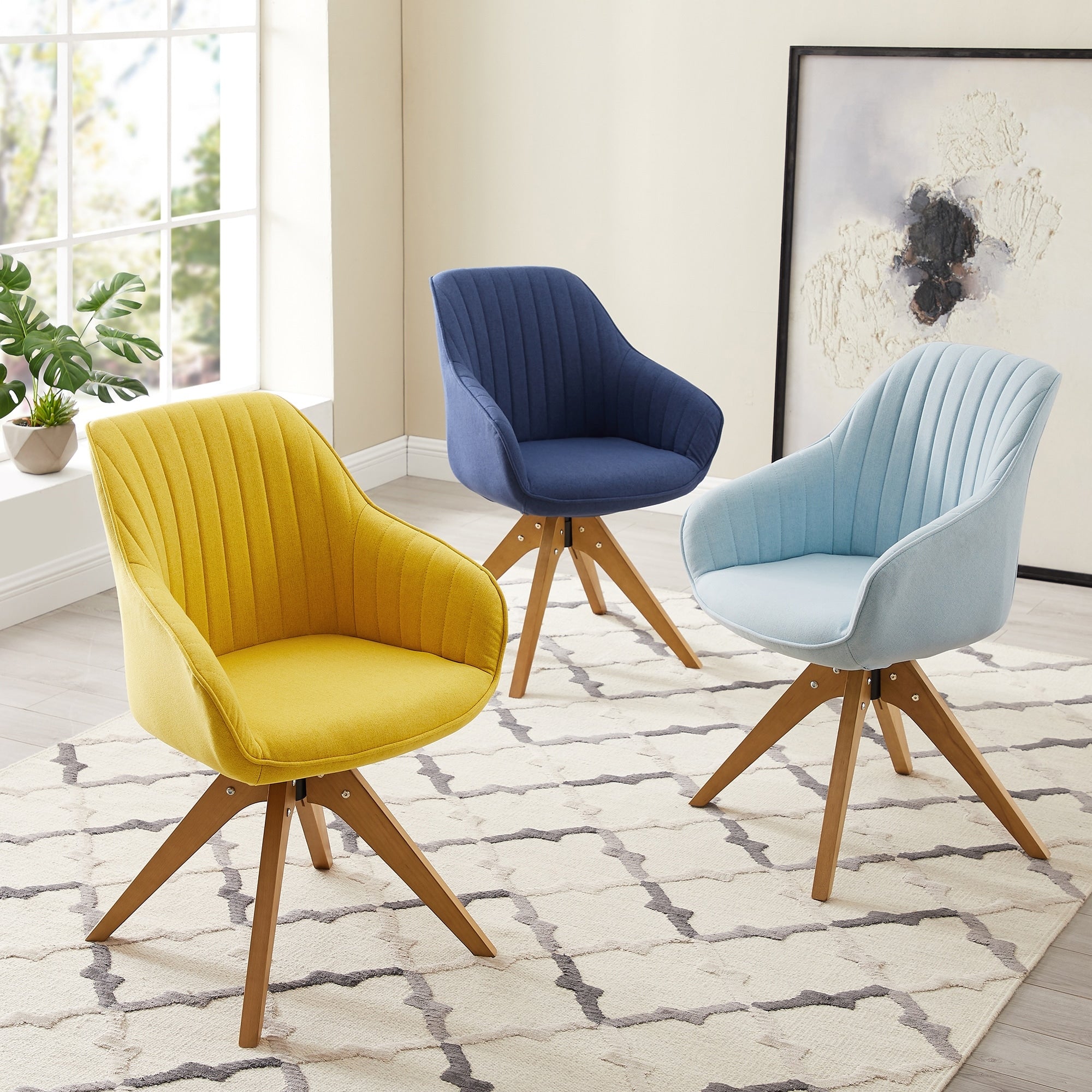 Poltrona girevole moderna Art Leon per ufficio domestico con gambe in legno