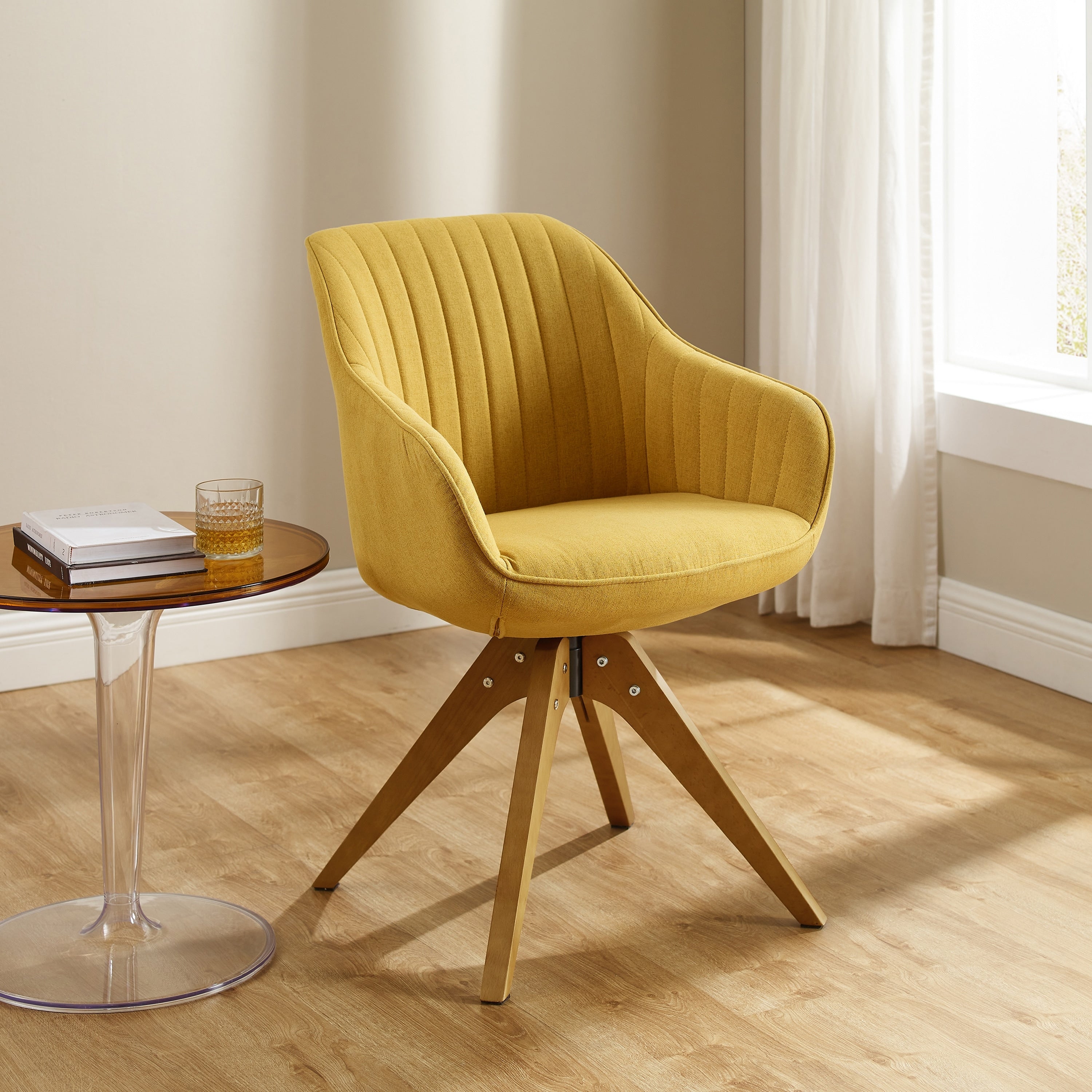 Poltrona girevole moderna Art Leon per ufficio domestico con gambe in legno