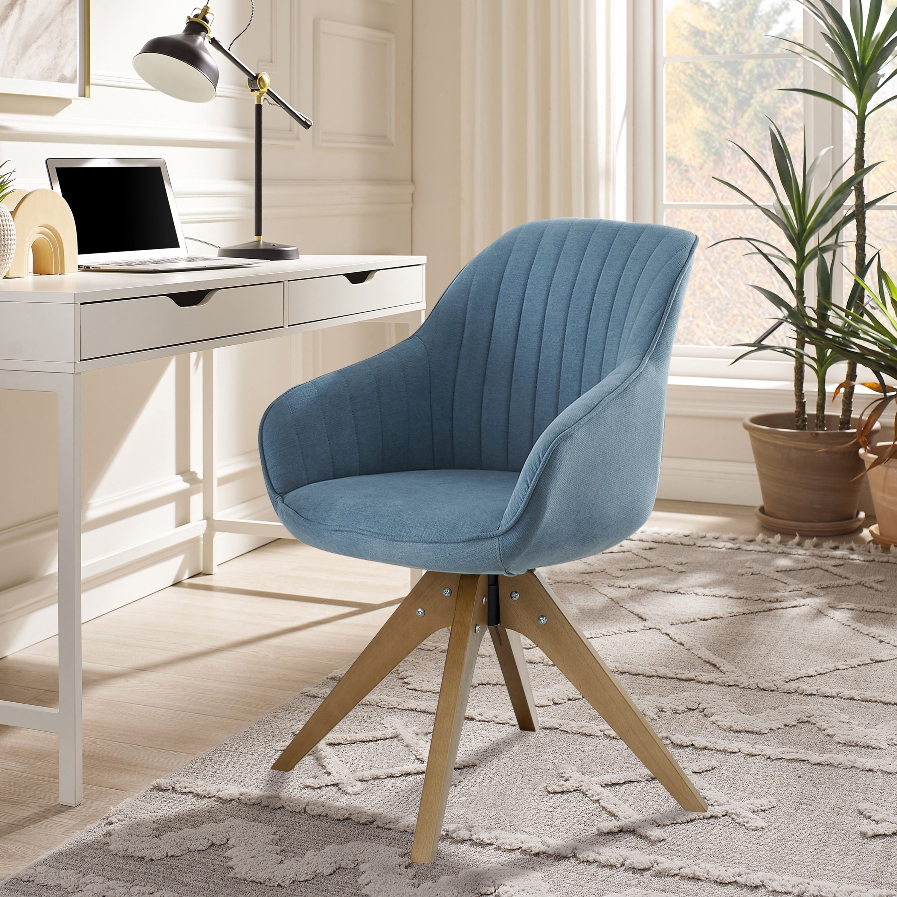 Poltrona girevole moderna Art Leon per ufficio domestico con gambe in legno