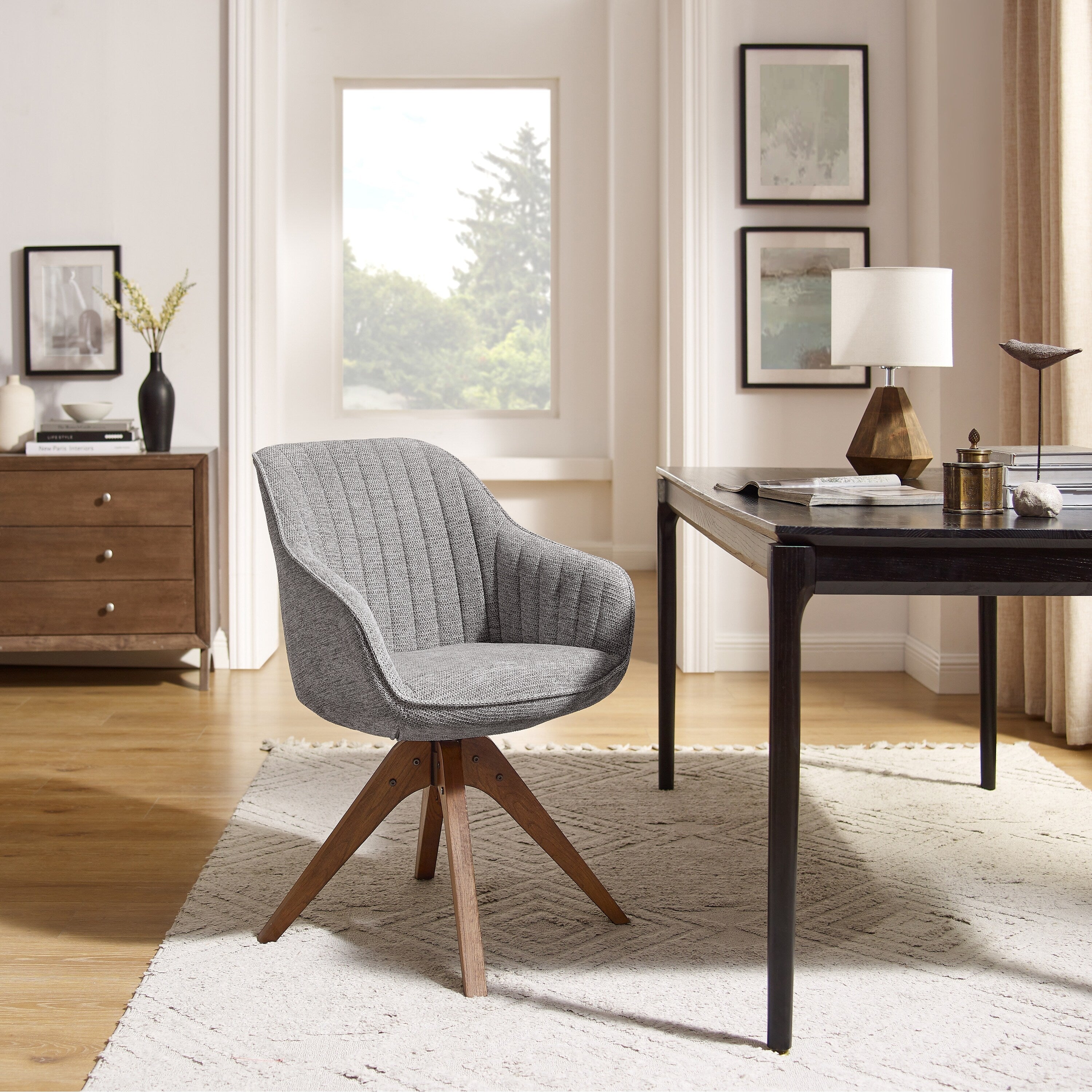 Poltrona girevole moderna Art Leon per ufficio domestico con gambe in legno