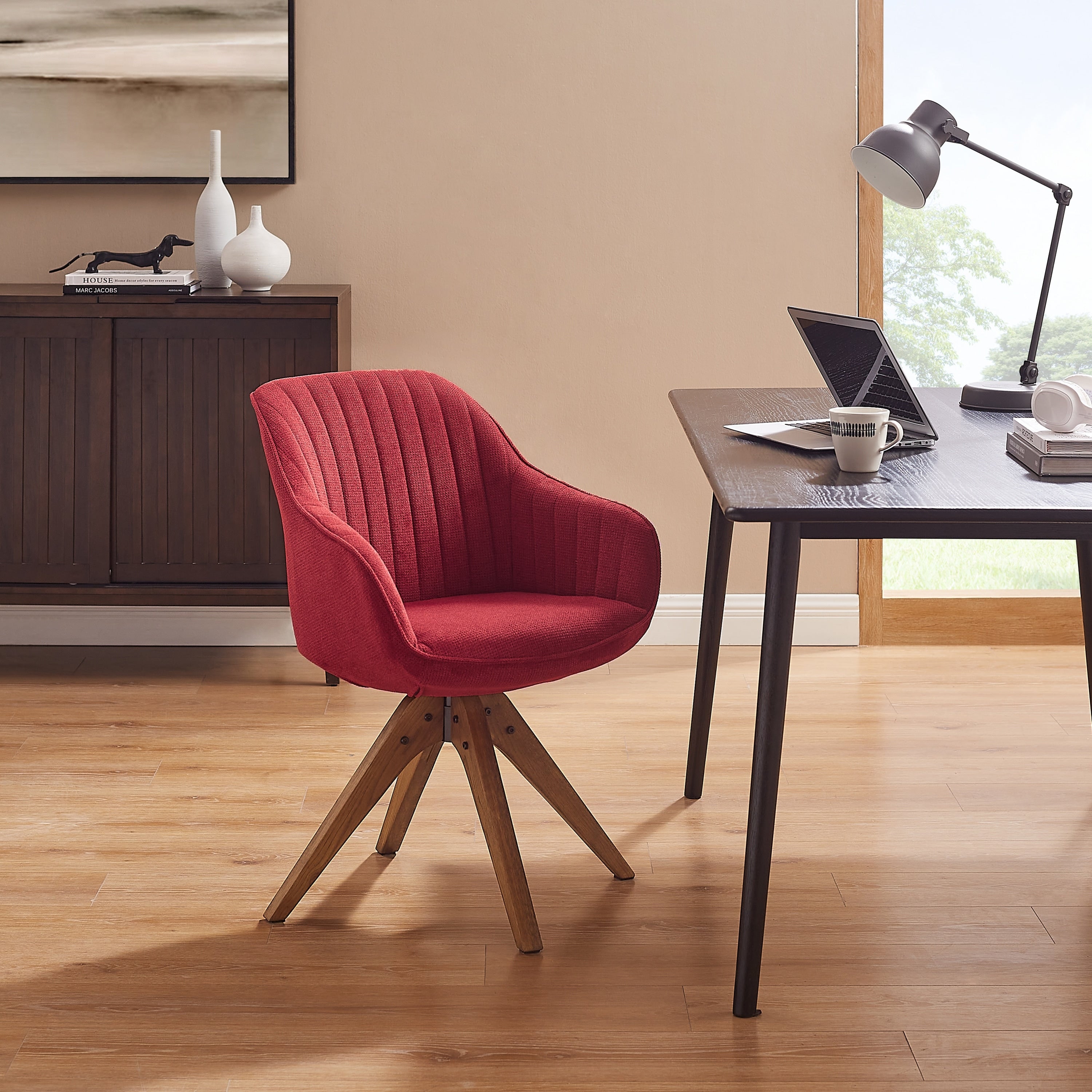 Poltrona girevole moderna Art Leon per ufficio domestico con gambe in legno