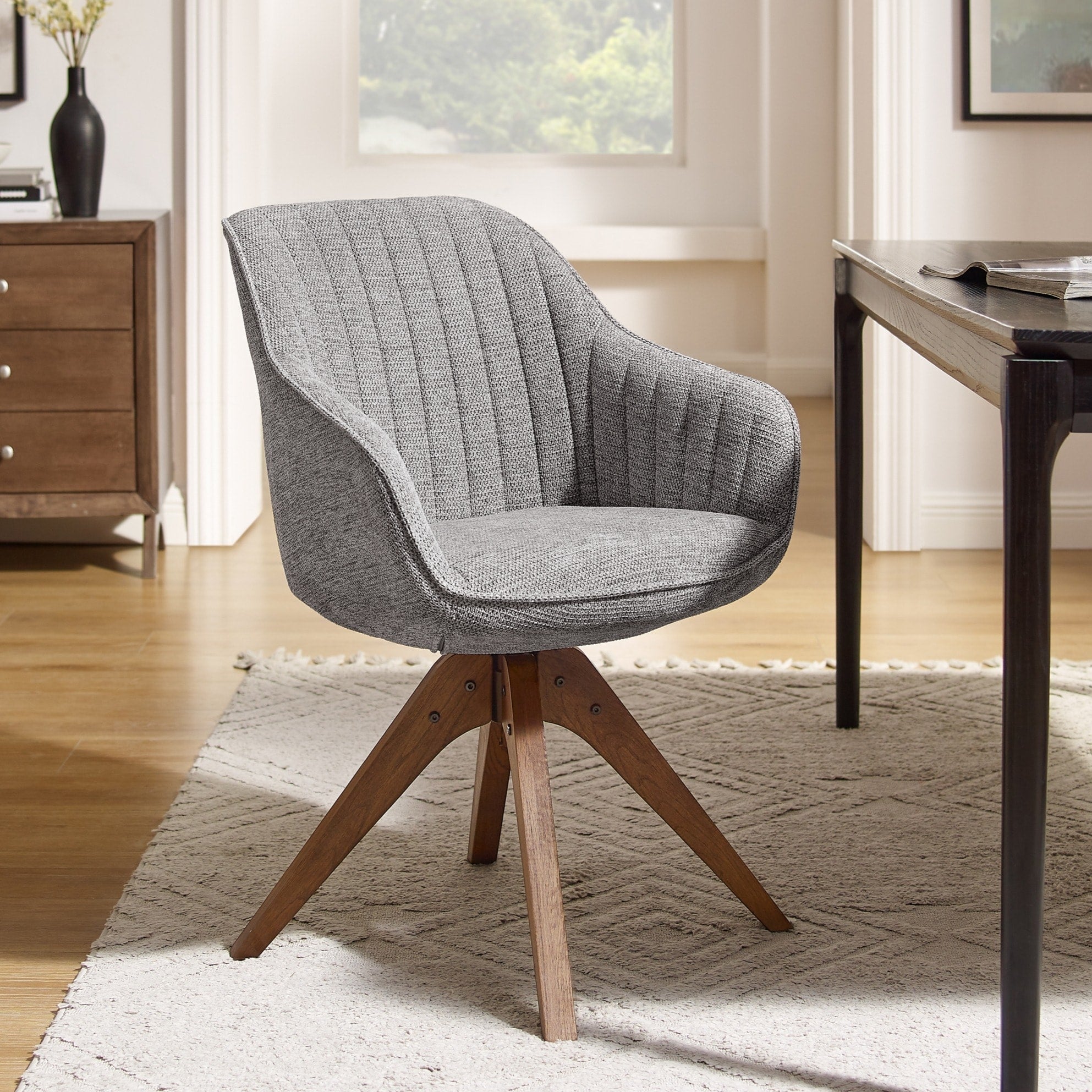 Poltrona girevole moderna Art Leon per ufficio domestico con gambe in legno