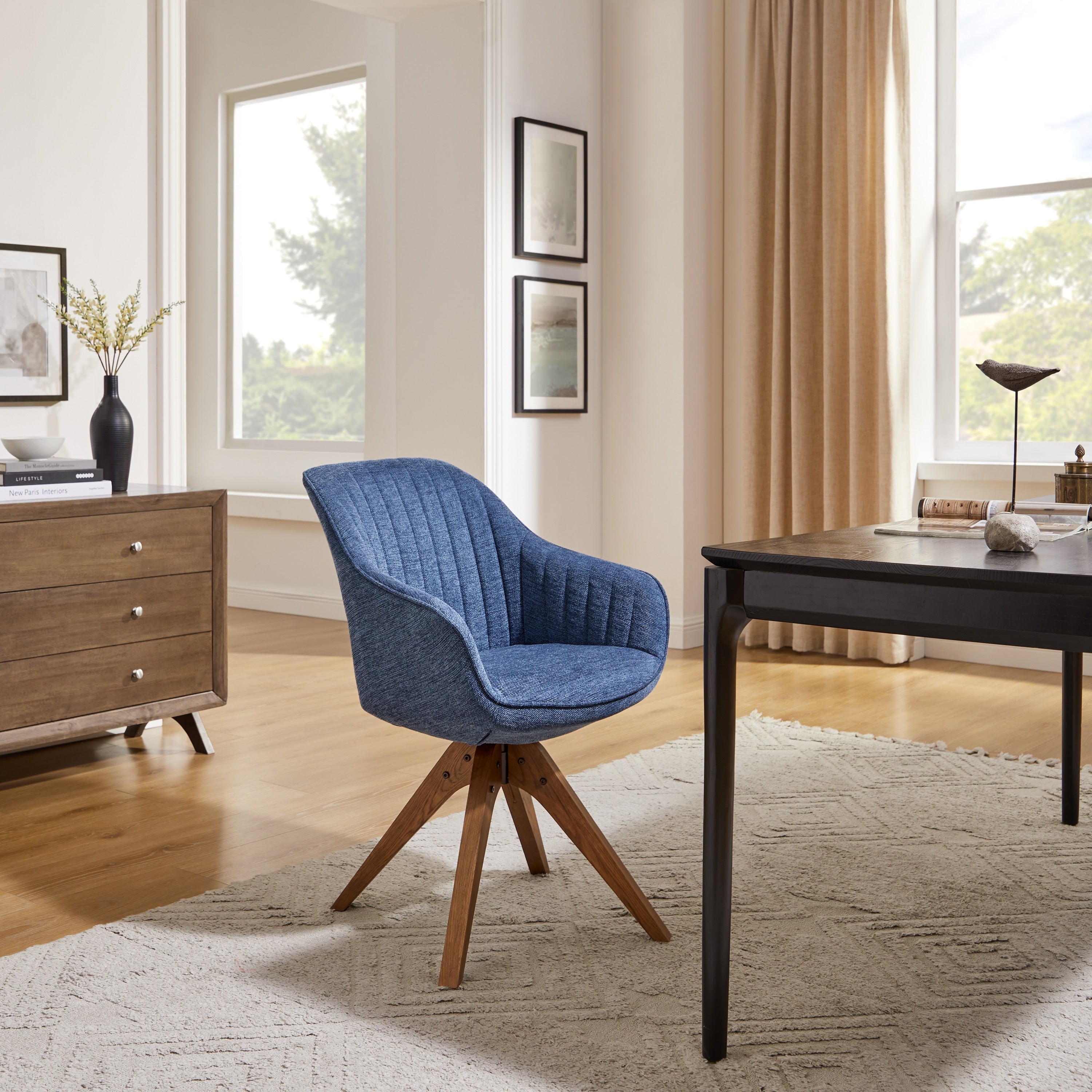 Poltrona girevole moderna Art Leon per ufficio domestico con gambe in legno