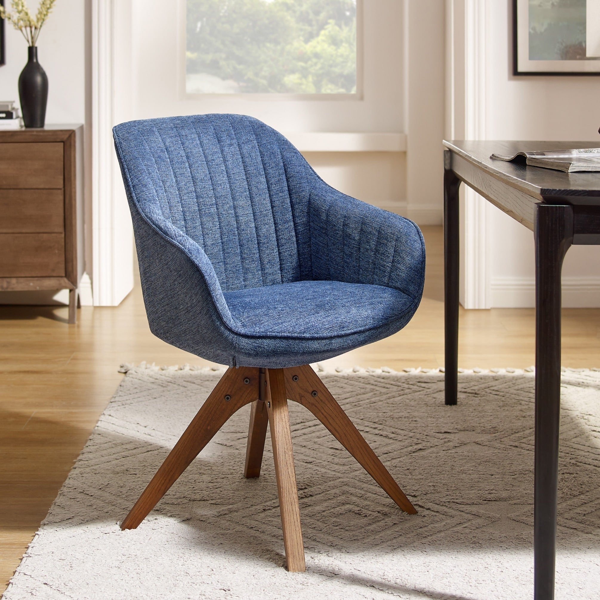 Poltrona girevole moderna Art Leon per ufficio domestico con gambe in legno