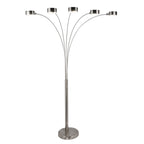 Lampada da terra ad arco a 5 luci Charlie in acciaio spazzolato di Strick &amp; Bolton