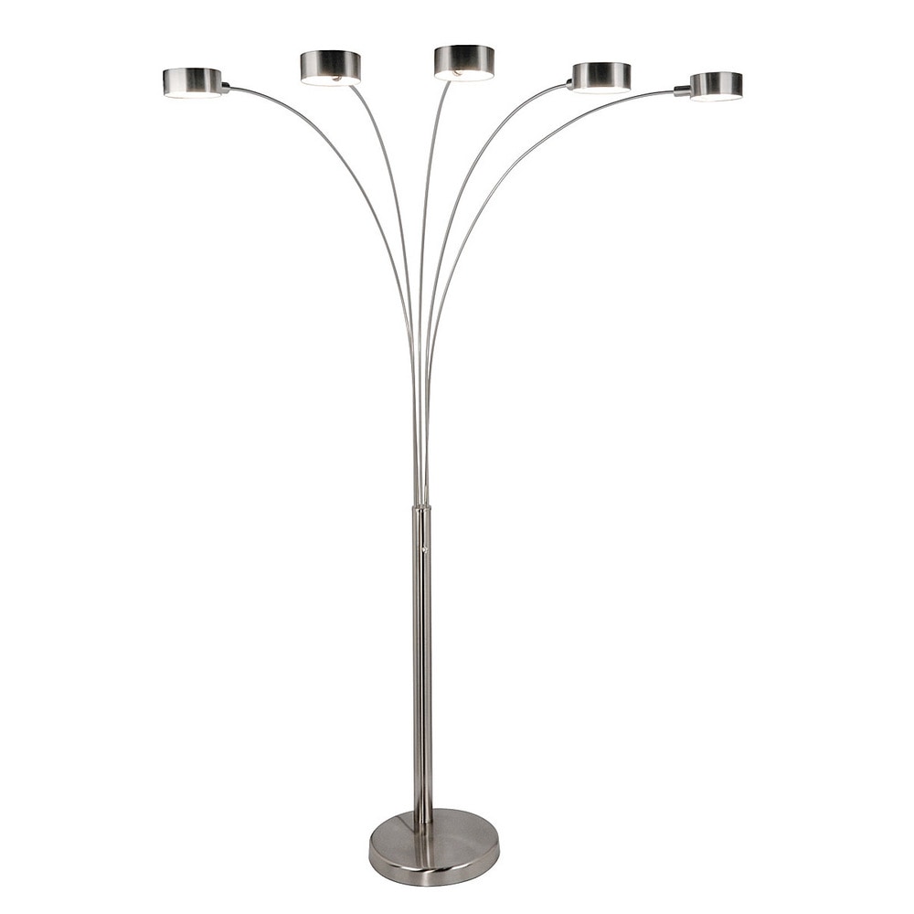 Lampada da terra ad arco a 5 luci Charlie in acciaio spazzolato di Strick &amp; Bolton