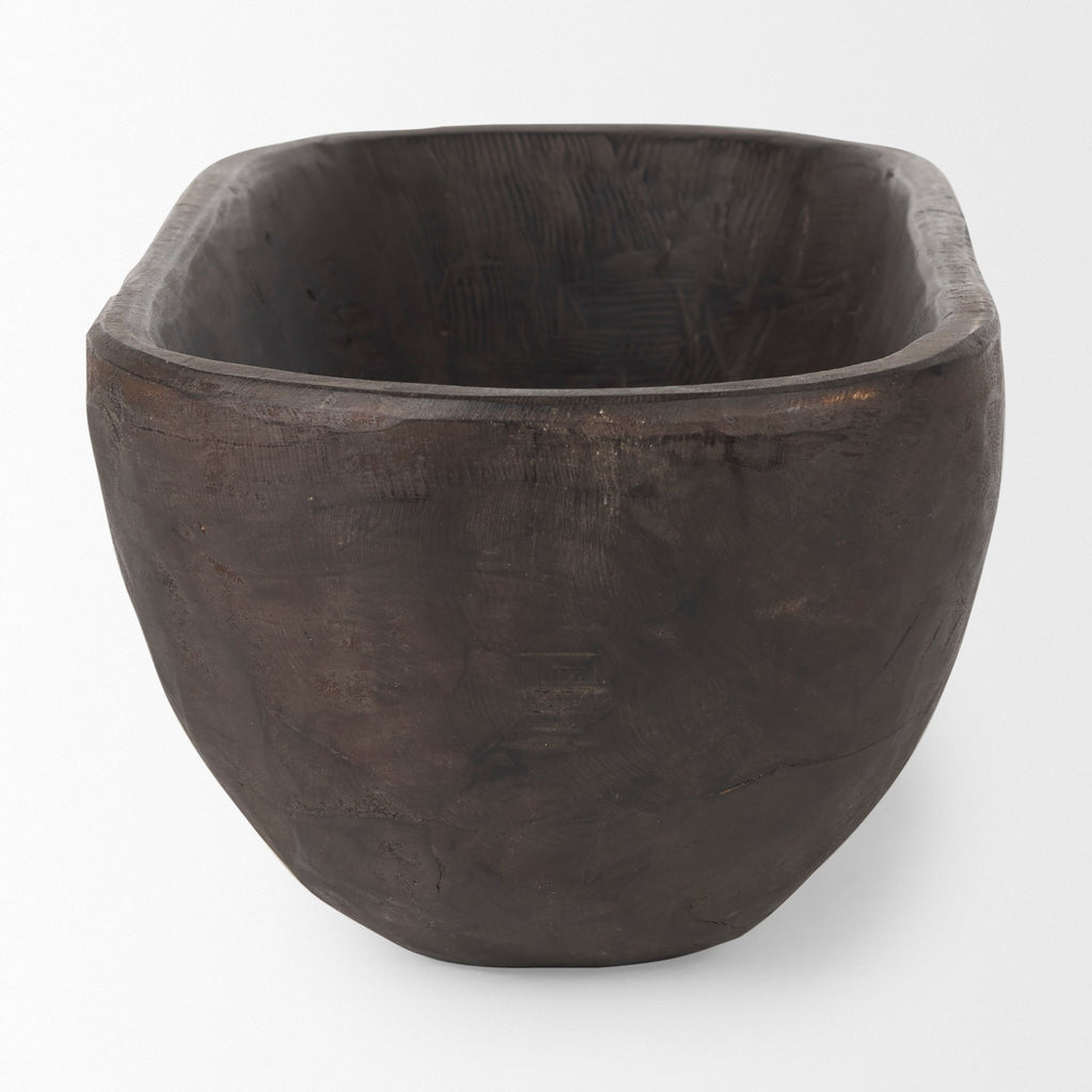 Ciotola Athena Extra Large Oblong in legno di recupero nero-marrone - 26,0 L x 10,0 W x 7,0 H