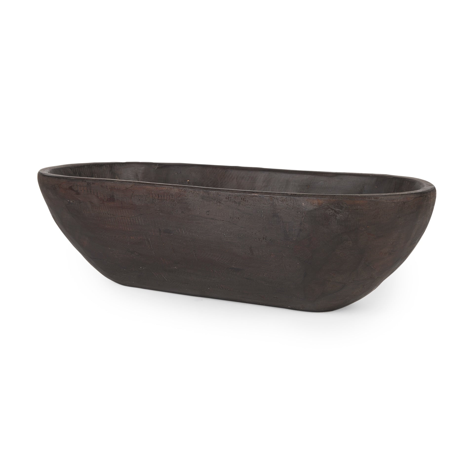 Ciotola Athena Extra Large Oblong in legno di recupero nero-marrone - 26,0 L x 10,0 W x 7,0 H
