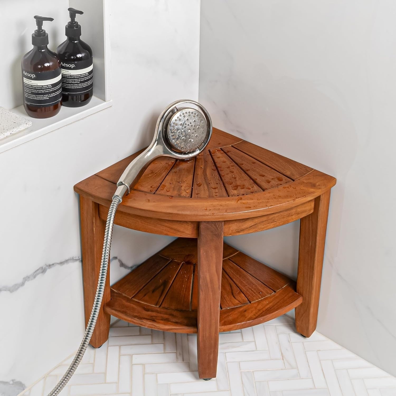 Tavolo/panca da doccia in teak indonesiano Aurora Home