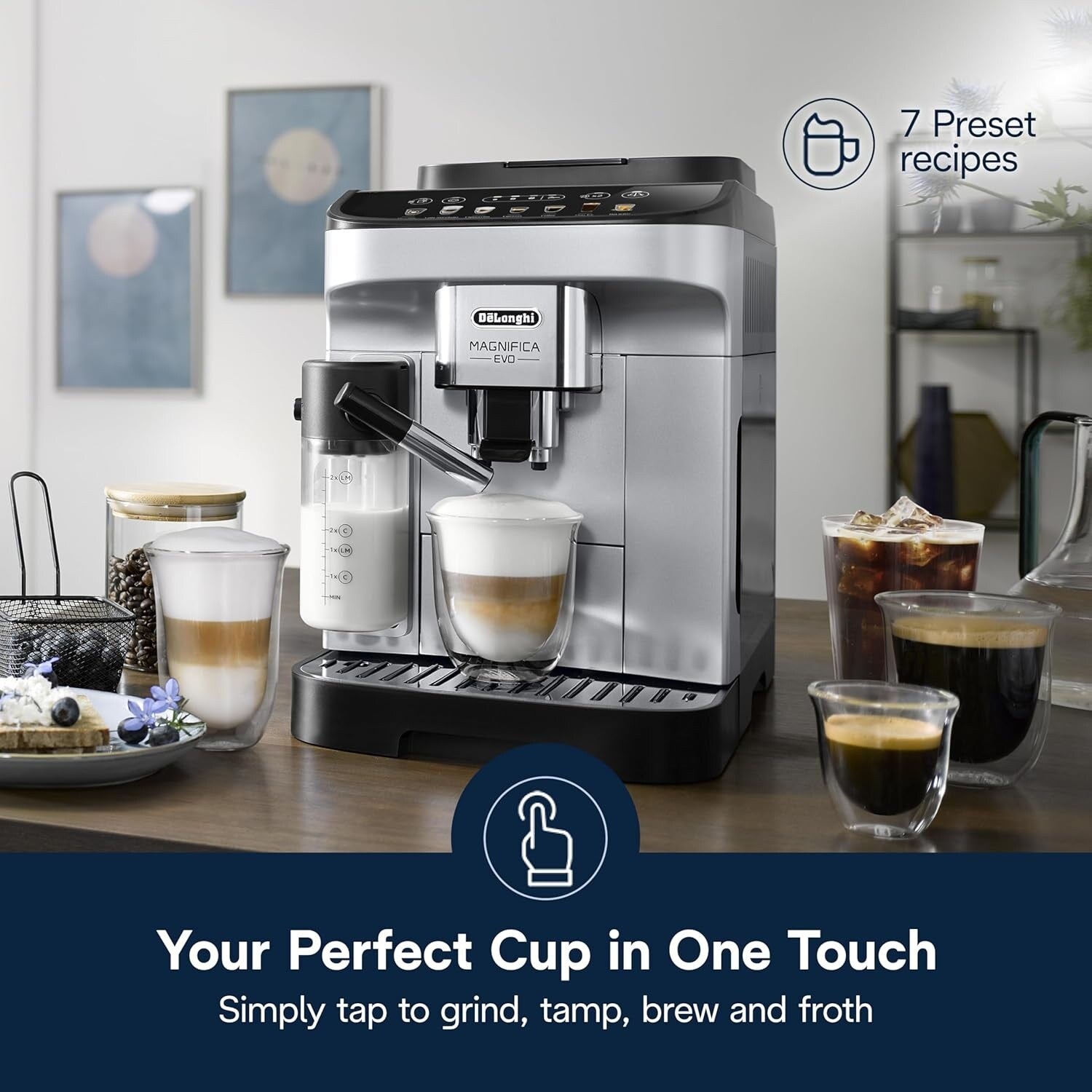 Macchina per caffè espresso automatica con montalatte automatico, macinacaffè integrato, ECAM29084SB
