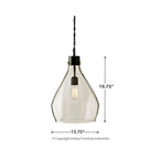 Lampada a sospensione in vetro grigio Signature Design by Ashley Avalbane - 13,88 L x 13,88 P x 20,25 A
