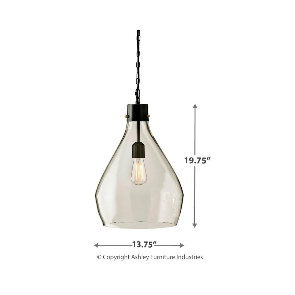 Lampada a sospensione in vetro grigio Signature Design by Ashley Avalbane - 13,88 L x 13,88 P x 20,25 A