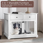 BOSSIN - Cuccia per cani di grandi dimensioni da 44 pollici, tavolino in legno con cassetti portaoggetti, cuccia decorativa per animali domestici
