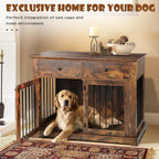 BOSSIN - Cuccia per cani di grandi dimensioni da 44 pollici, tavolino in legno con cassetti portaoggetti, cuccia decorativa per animali domestici