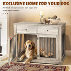 BOSSIN - Cuccia per cani di grandi dimensioni da 44 pollici, tavolino in legno con cassetti portaoggetti, cuccia decorativa per animali domestici