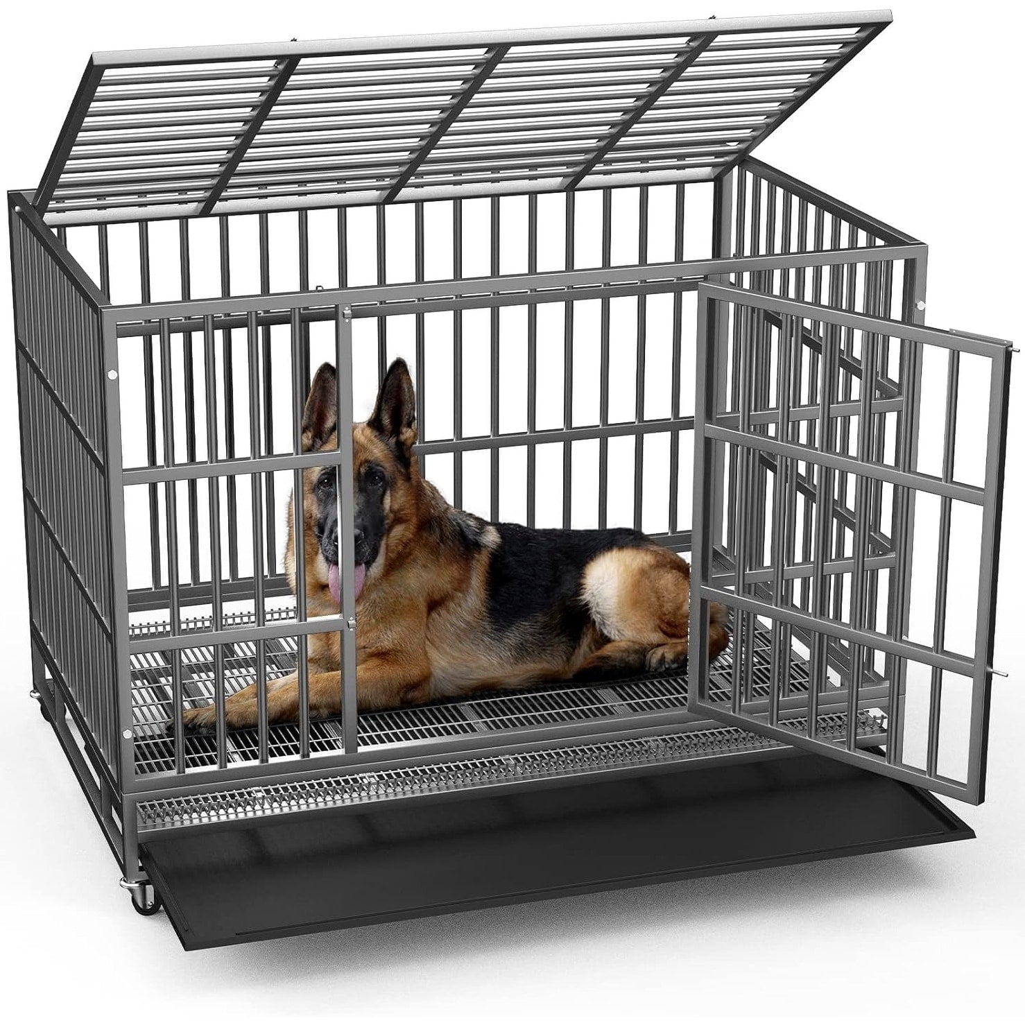 Trasportino per cani BOSSIN da 48/38 pollici, resistente e indistruttibile, a prova di fuga, con ruote bloccabili