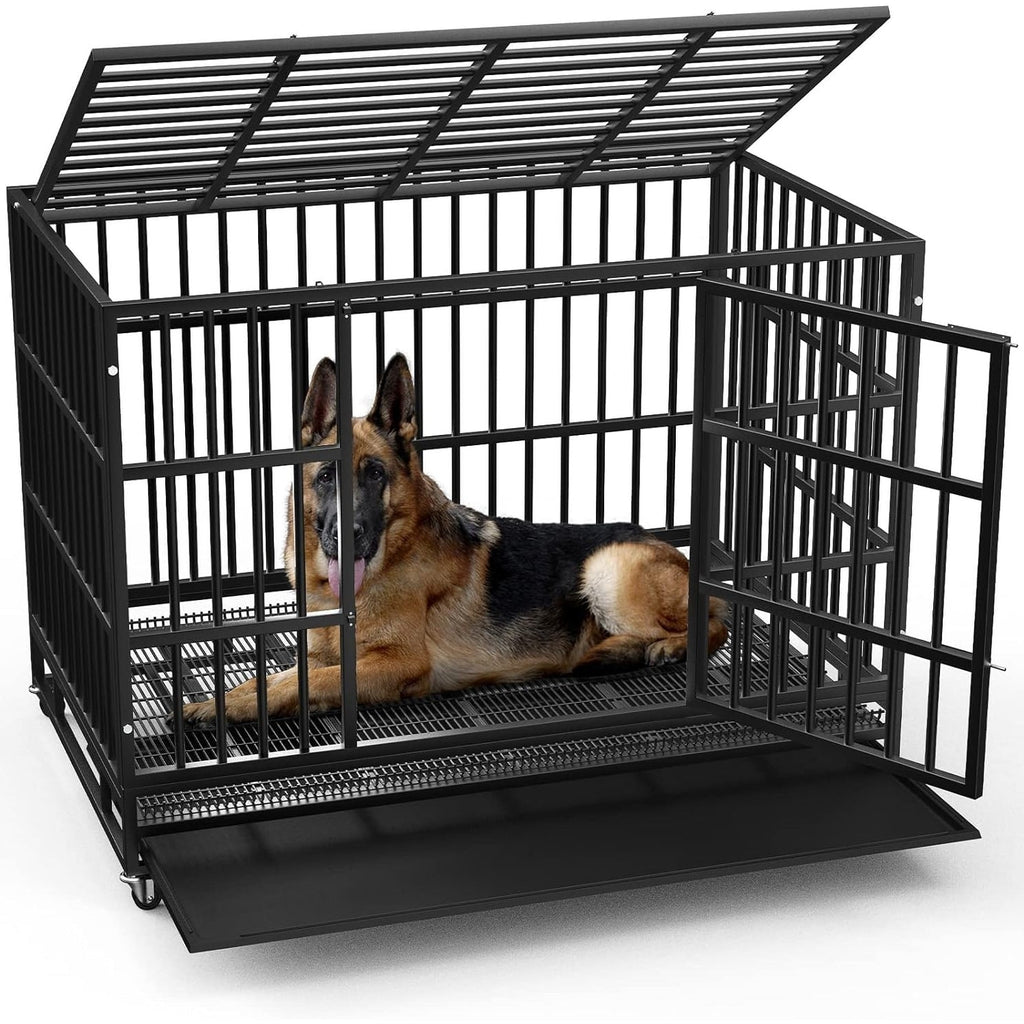 Trasportino per cani BOSSIN da 48/38 pollici, resistente e indistruttibile, a prova di fuga, con ruote bloccabili