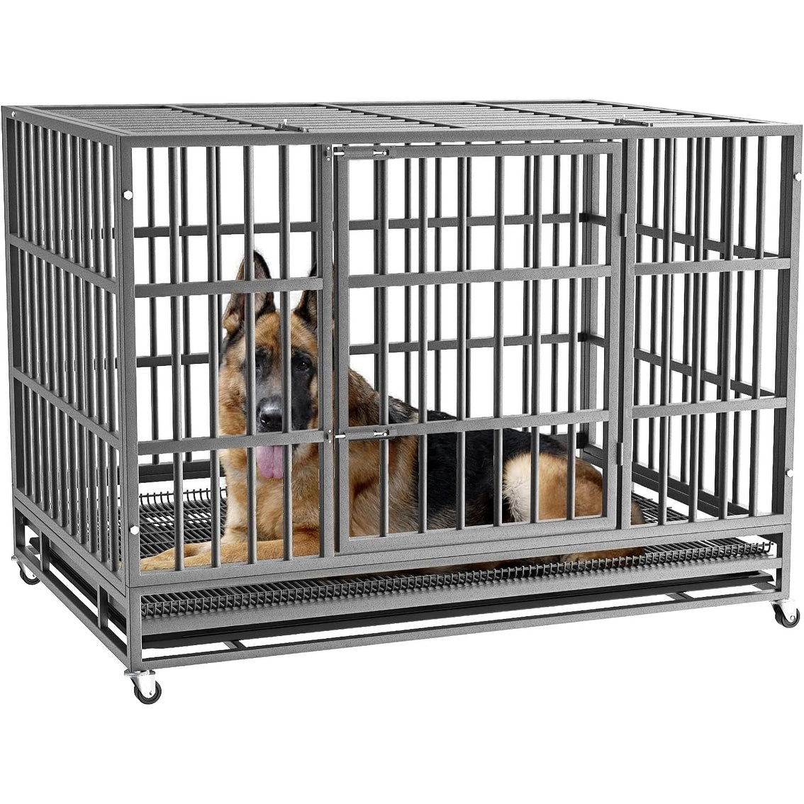 Trasportino per cani BOSSIN da 48/38 pollici, resistente e indistruttibile, a prova di fuga, con ruote bloccabili