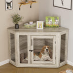 BOSSIN Cuccia angolare per cani, cuccia in legno per cani da 44/52 pollici con rete, cuccia decorativa in legno per uso interno