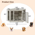 BOSSIN Cuccia angolare per cani, cuccia in legno per cani da 44/52 pollici con rete, cuccia decorativa in legno per uso interno