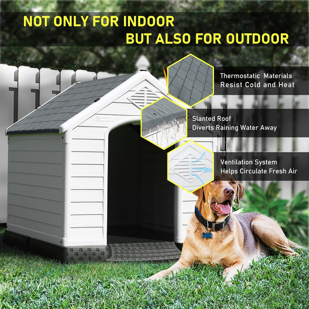 Cuccia per cani in plastica BOSSIN per cani di piccola e grande taglia, cuccia isolata per interni ed esterni, rifugio per cuccioli con pavimento rialzato