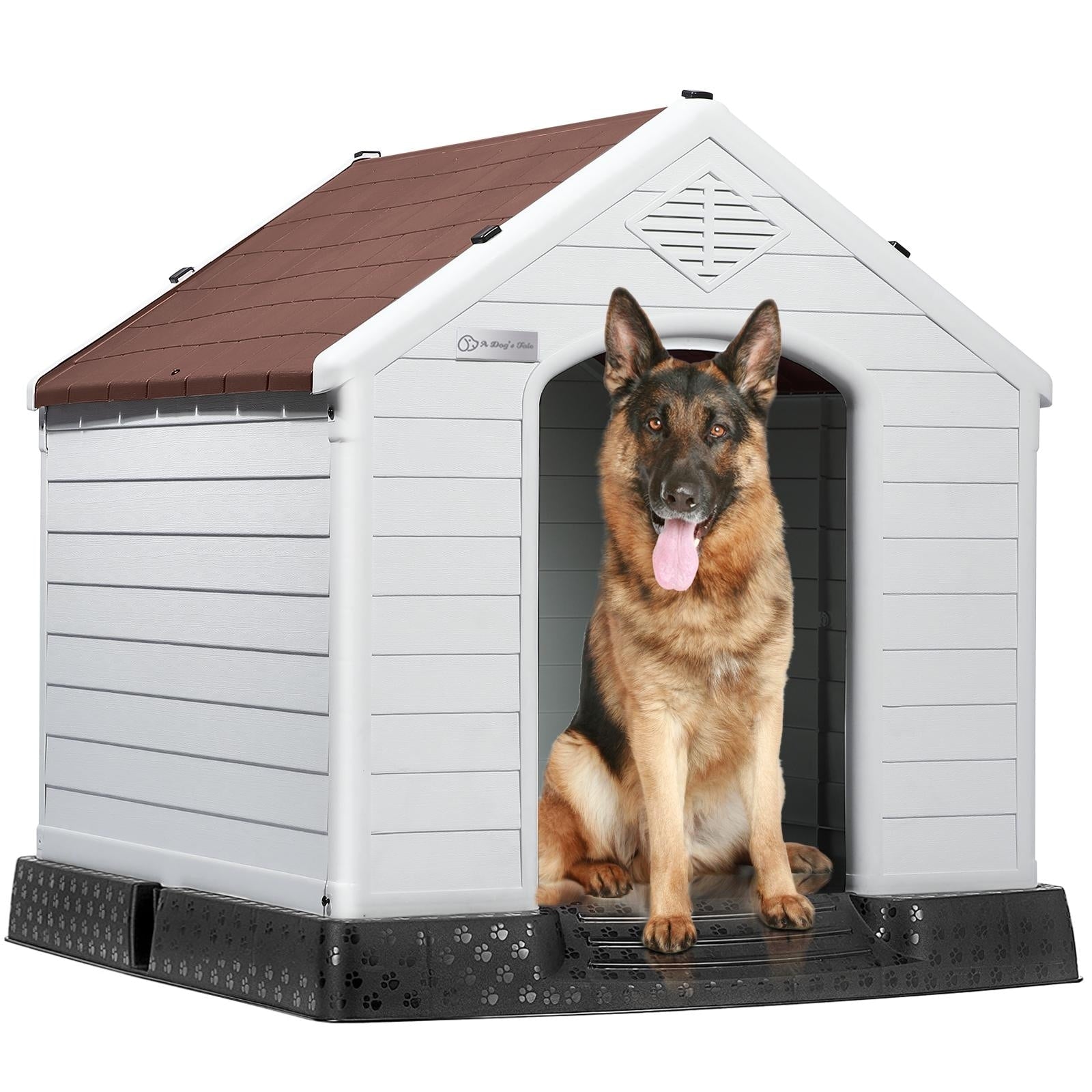 Cuccia per cani in plastica BOSSIN per cani di piccola e grande taglia, cuccia isolata per interni ed esterni, rifugio per cuccioli con pavimento rialzato