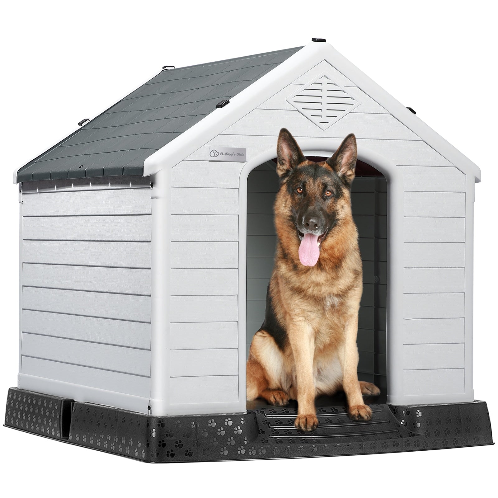 Cuccia per cani in plastica BOSSIN per cani di piccola e grande taglia, cuccia isolata per interni ed esterni, rifugio per cuccioli con pavimento rialzato