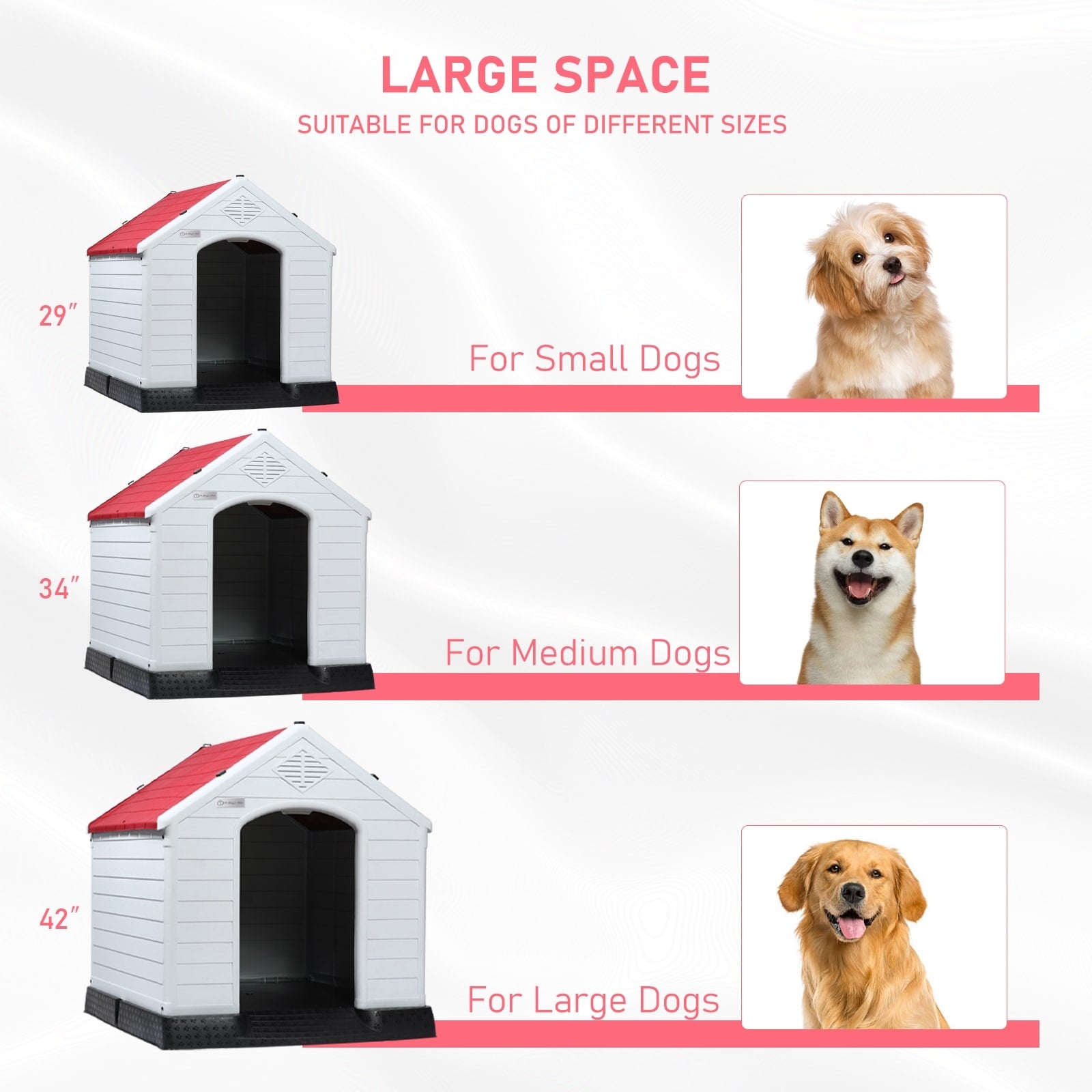 Cuccia per cani in plastica BOSSIN per cani di piccola e grande taglia, cuccia isolata per interni ed esterni, rifugio per cuccioli con pavimento rialzato
