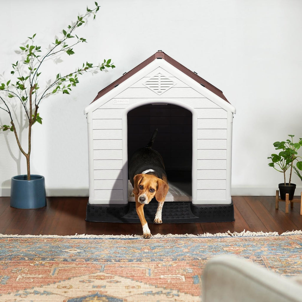 Cuccia per cani in plastica BOSSIN per cani di piccola e grande taglia, cuccia isolata per interni ed esterni, rifugio per cuccioli con pavimento rialzato