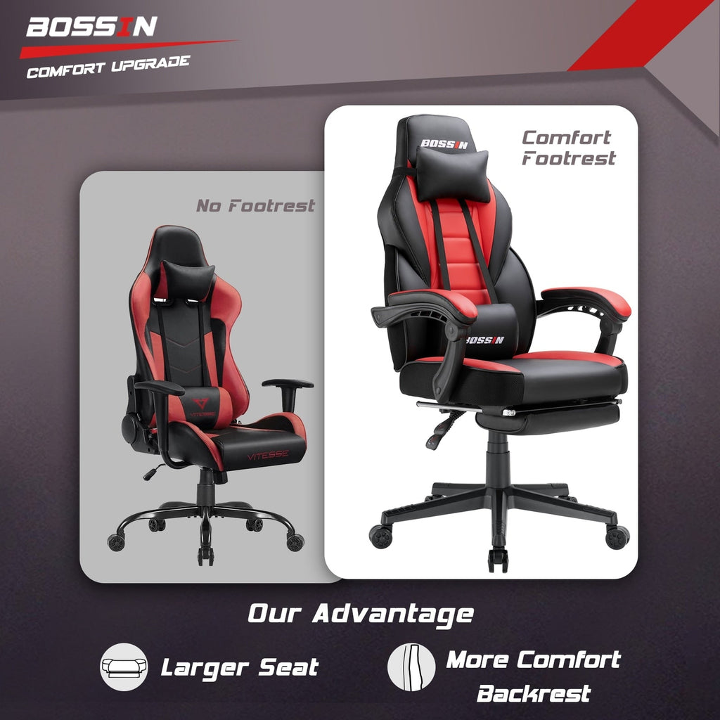 Sedia da gioco BOSSIN Racing Style, sedia da gioco alta e robusta da 300 libbre, sedia per computer con schienale alto