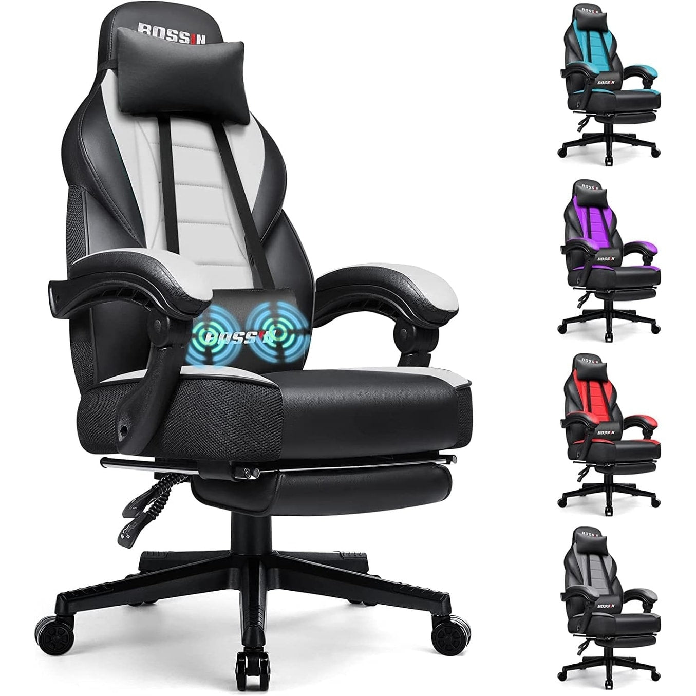 Sedia da gioco BOSSIN Racing Style, sedia da gioco alta e robusta da 300 libbre, sedia per computer con schienale alto