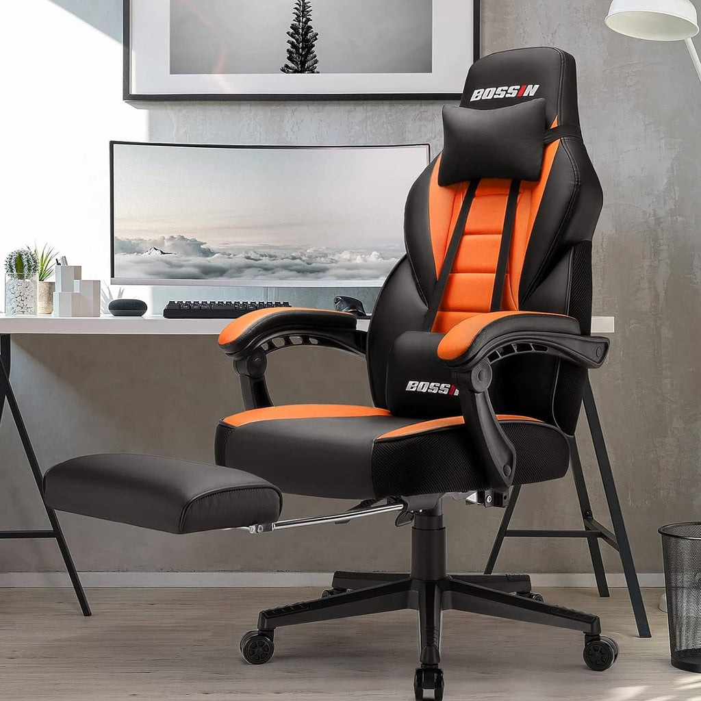 Sedia da gioco BOSSIN Racing Style, sedia da gioco alta e robusta da 300 libbre, sedia per computer con schienale alto