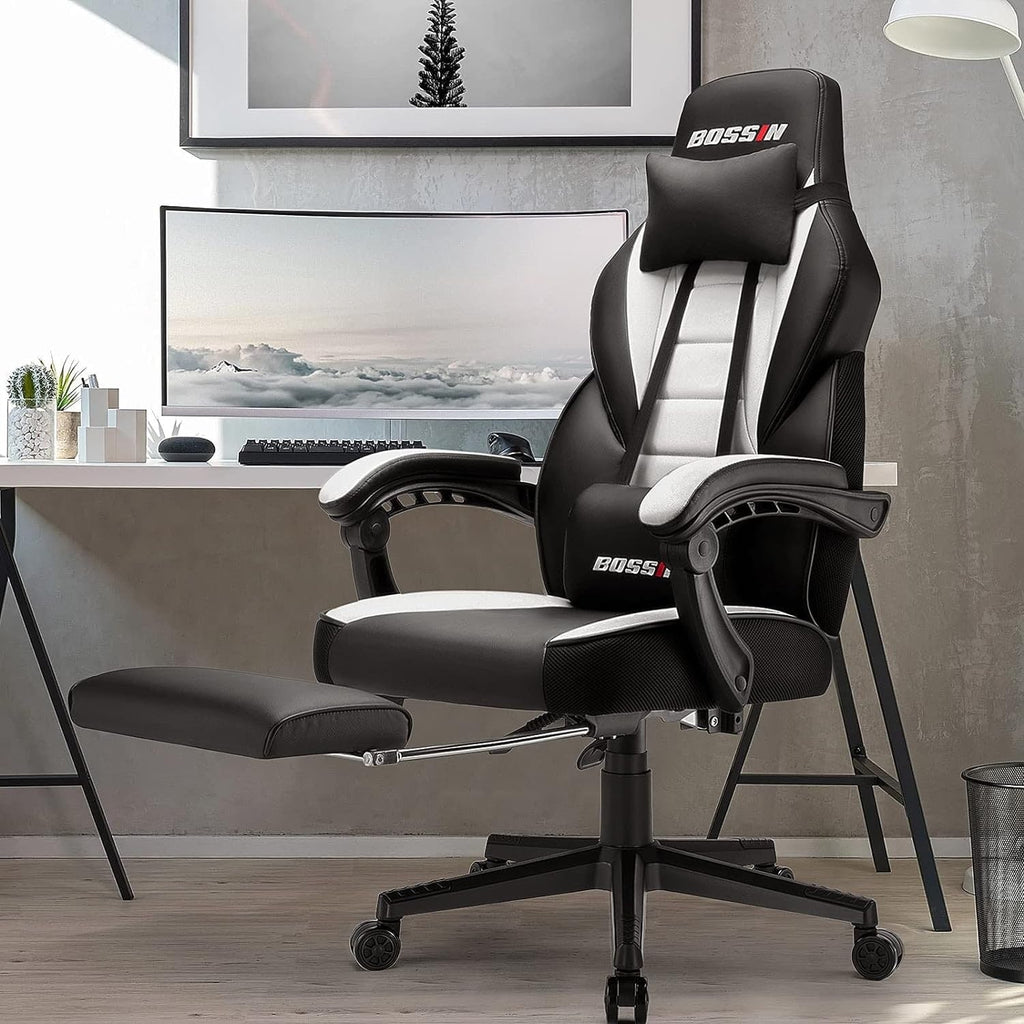 Sedia da gioco BOSSIN Racing Style, sedia da gioco alta e robusta da 300 libbre, sedia per computer con schienale alto
