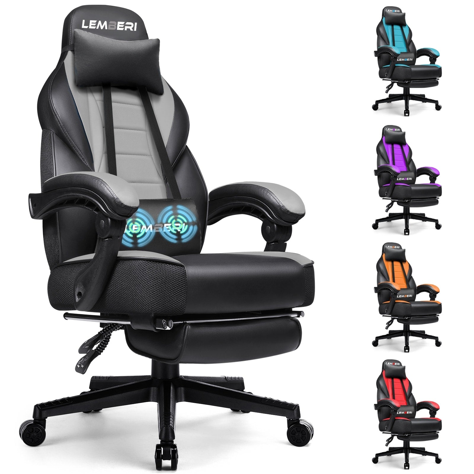 Sedia da gioco BOSSIN Racing Style, sedia da gioco alta e robusta da 300 libbre, sedia per computer con schienale alto