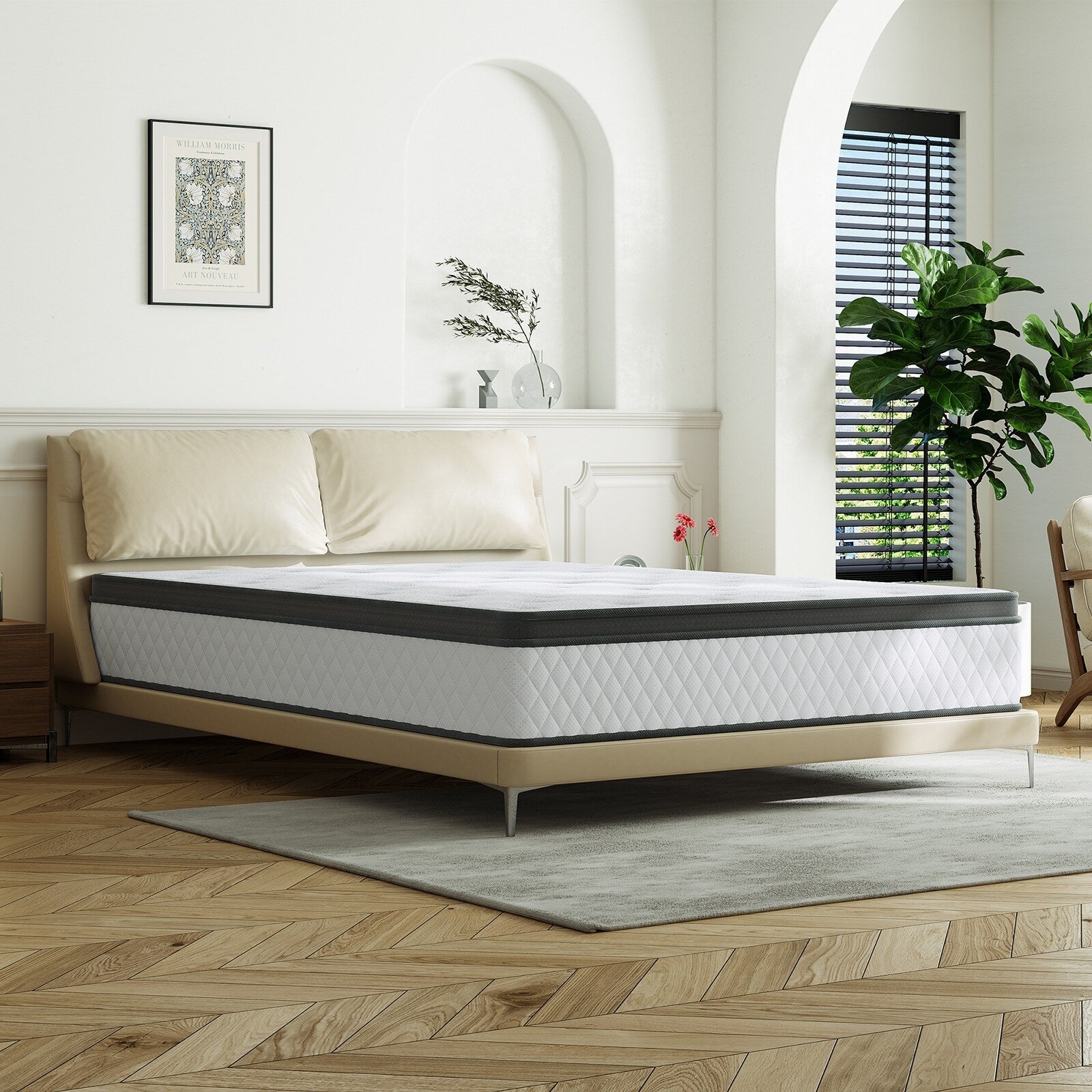 Materasso SweDrea in memory foam ibrido rigido da 12 pollici con certificazione CertiPUR-US e Oeko-TEX, dotato di molle rinforzate.