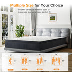 Materasso ibrido a molle insacchettate SweDrea da 12 pollici con memory foam in gel e pillow top di medie dimensioni, certificato CertiPUR-US, SGS e OEKO-TEX.
