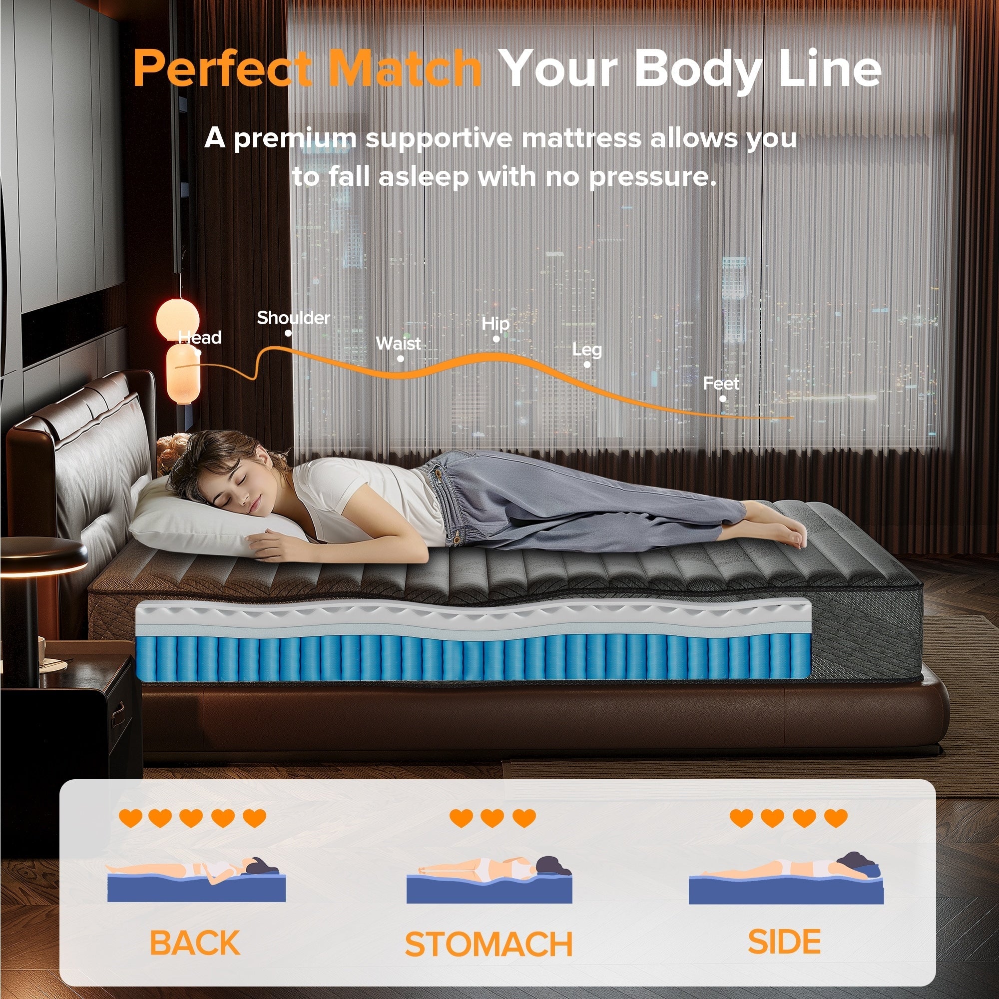 Materasso ibrido in memory foam infuso di gel SweDrea da 8/12 pollici, mediamente rigido, rinfrescante e traspirante con CertiPUR-US, SGS e OEKO-TEX